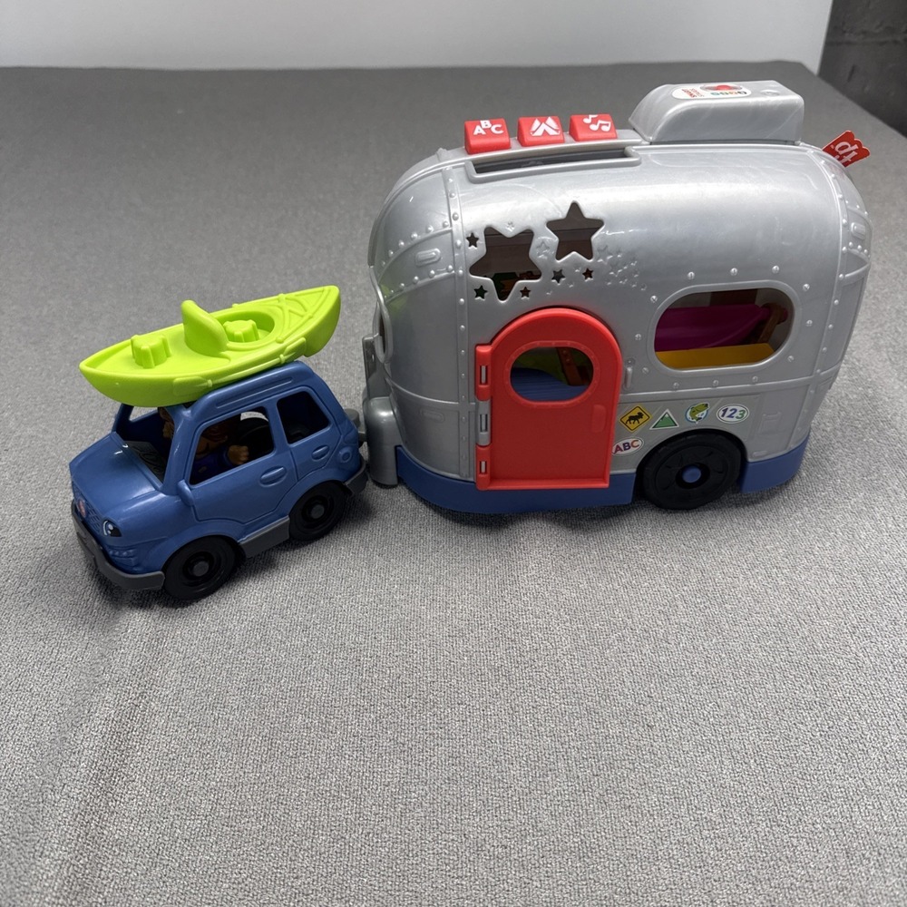 Fisher Price Little People LIGHT-UP LEARNING CAMPER Playset Fire Dog Car Kayak - Picture 6 of 6